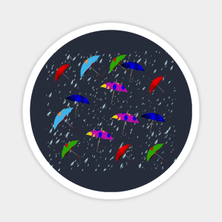 Umbrellas and Rain Pattern Magnet